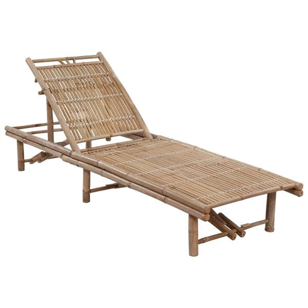 vidaXL Sunlounger Bamboo 78.7 x 25.6 x Adjustable Backrest
