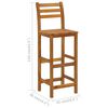 vidaXL Bar Stool Set of 4 Natural wood Solid acacia wood Standard