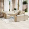 vidaXL Garden Sofa Set Beige PE Rattan, Powder-Coated Steel, 100% Polyester