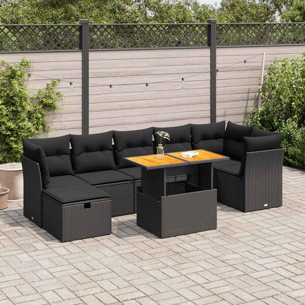 vidaXL Garden Sofa Set Black