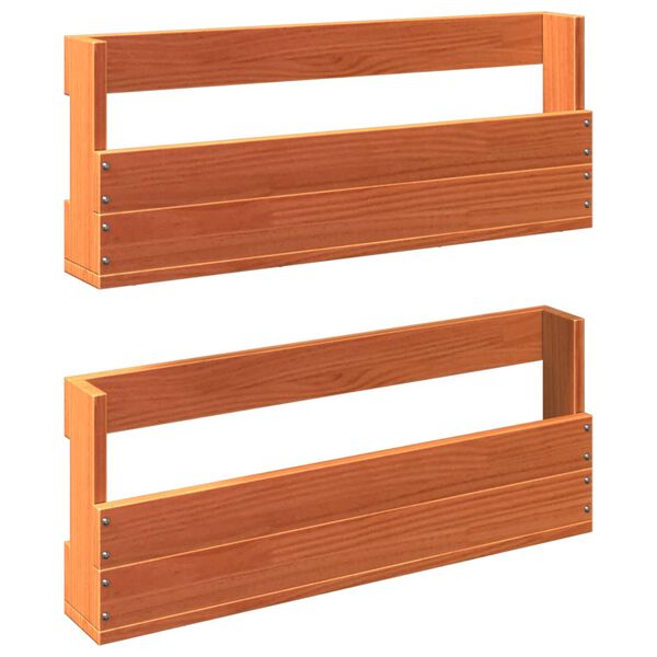 vidaXL Wall-mounted Shoe Rack Set of 2 Wax brown Solid pine wood