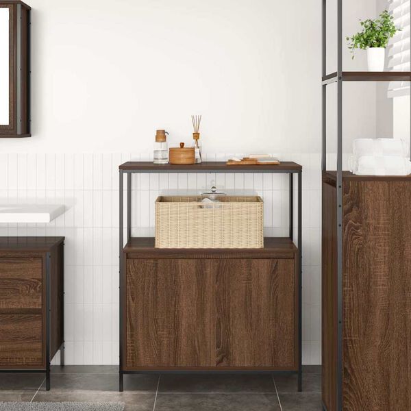 vidaXL Bathroom Cabinet Brown Oak Engineered wood Medium Adjustable Feet