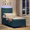 vidaXL LED Box Spring Bed with Mattress Blue 35.4" x 78.7" Velvet