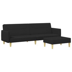 vidaXL Sofa Bed Black Fabric (100% polyester), wood, plastic Standard
