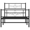 vidaXL Bed Frame Black Powder-Coated Steel 35.4x74.8 in Bed Frame