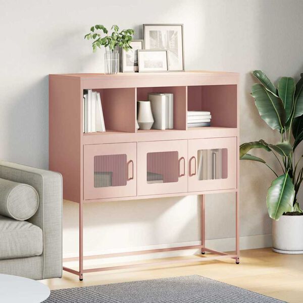 vidaXL Sideboard Pink Cold-rolled Steel Medium-sized Sideboard