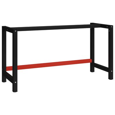 vidaXL Work Bench Frame Metal 59.1"x22.4"x31.1" Black and Red