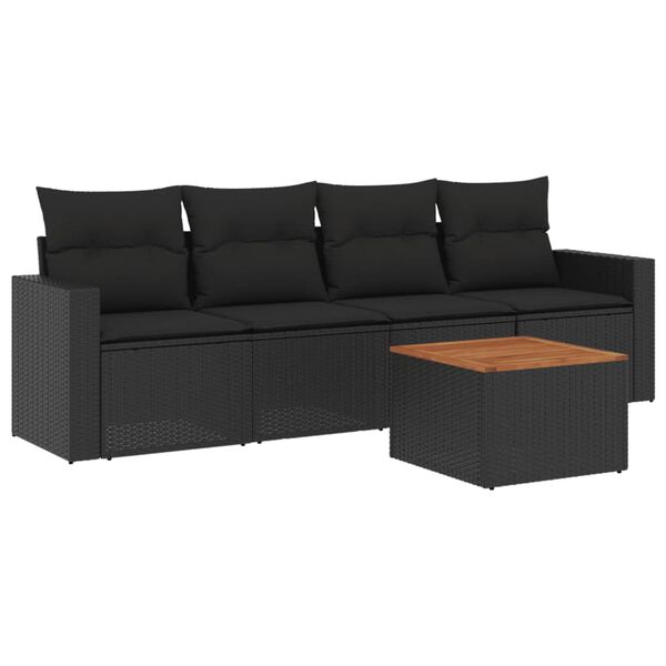 vidaXL Garden Sofa Set Black