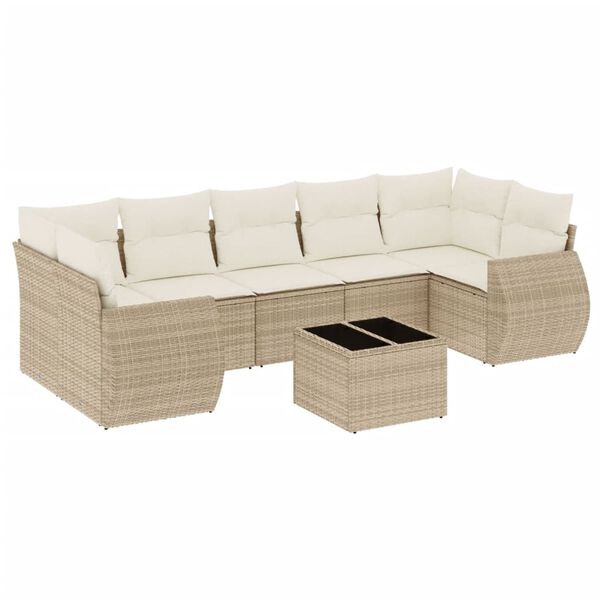 vidaXL Garden Sofa Set Beige PE rattan Large Adjustable Feet