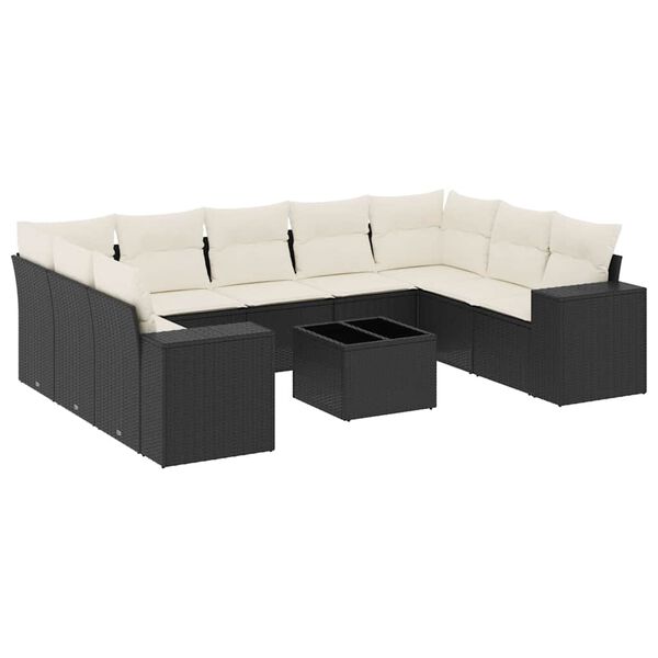 vidaXL Garden Sofa Set Black PE rattan Large Modular Garden Sofa Set