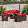 vidaXL 9 Piece Patio Sofa Set with Cushions Brown Poly Rattan