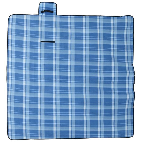 vidaXL Picnic Blanket Foldable Blue Plaid 78.7"x78.7" Velvet