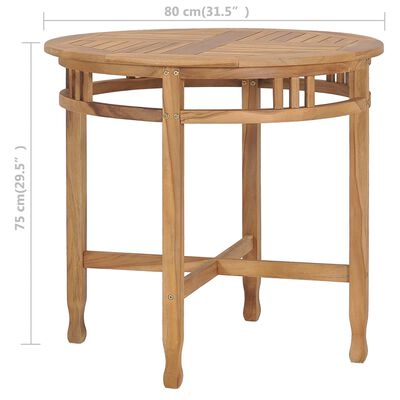 vidaXL Dining Table Ø 31.5" Solid Teak Wood