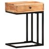 vidaXL Side Table Natural Wood Solid Acacia Wood, Powder-Coated Steel