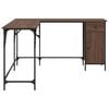 vidaXL Desk Brown Oak Engineered Wood, Metal Large Adjustable Feet