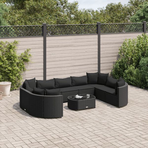 vidaXL Patio Sofa Set Set of 10 Black PE rattan