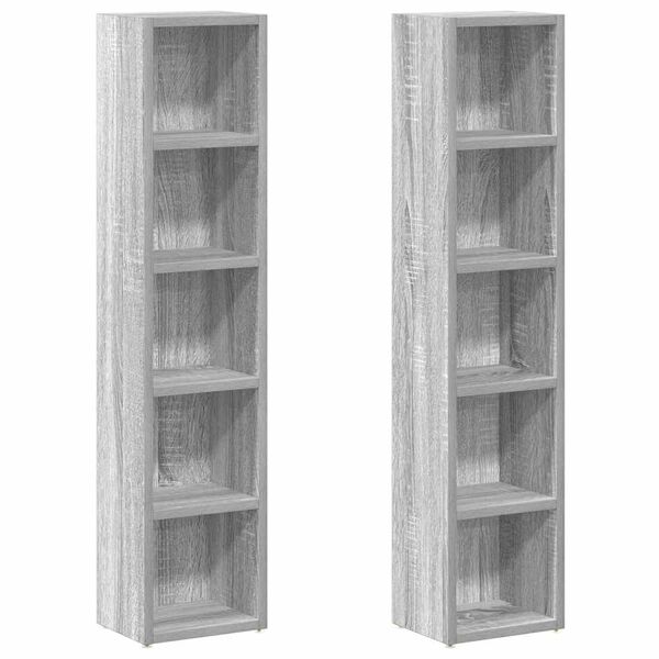 vidaXL CD Cabinets 2 pcs Grey Sonoma 8.3x6.3x36.8" Engineered Wood