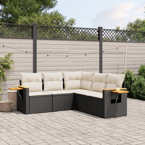 vidaXL Garden Sofa Set Black, Cream White