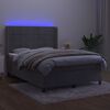 vidaXL Box Spring Bed with Mattress&LED Light Gray 53.9"x74.8" Full Velvet