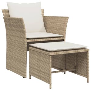 vidaXL Patio Chair Beige PE rattan, powder-coated steel, polyester