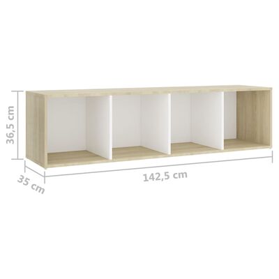 vidaXL 4 Piece TV Cabinet Set White and Sonoma Oak Chipboard