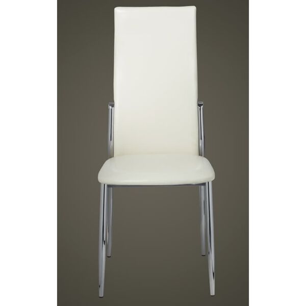 vidaXL Dining Chair Set of 6 White Synthetic leather, chrome Standard
