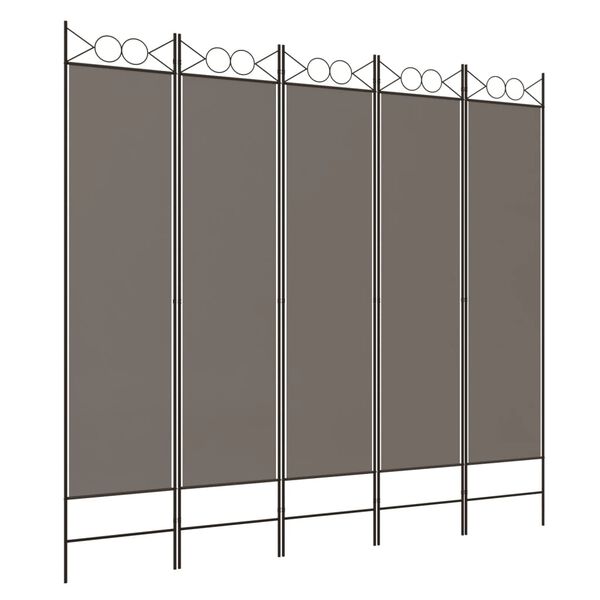 vidaXL 5-Panel Room Divider Anthracite 78.7"x78.7" Fabric