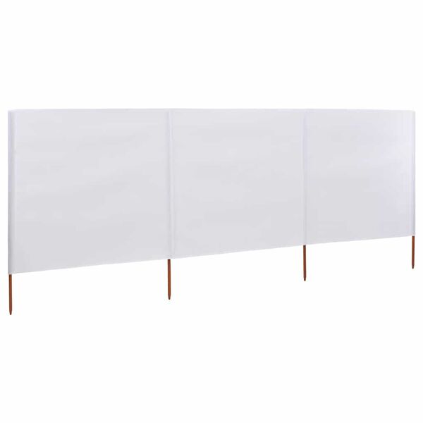 vidaXL Wind Screen White Non-woven fabric and wood Large Foldable