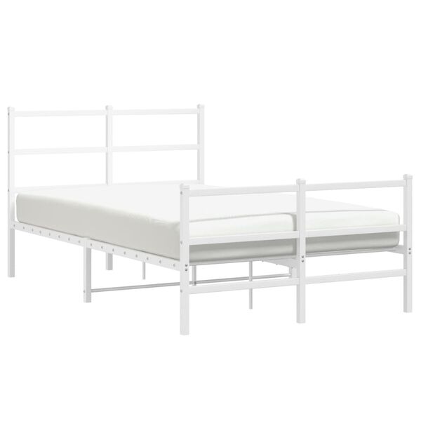 vidaXL Bed Frame White Powder-Coated Steel 47.2 x 78.7 in Bed Frame