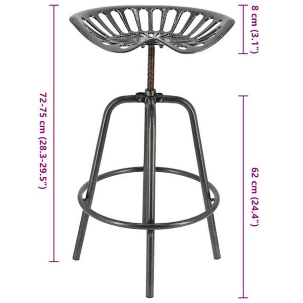 Esschert Design Bar Stool Grey Cast iron and steel Adjustable