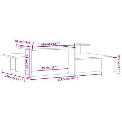 vidaXL Coffee Tables 2 pcs Black Engineered Wood