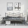 vidaXL Bed Frame Black Powder-Coated Steel Double Bed Frame