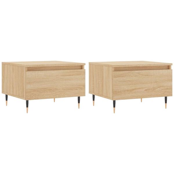 vidaXL Coffee Table Set of 2 Sonoma Oak Engineered Wood, Metal Medium