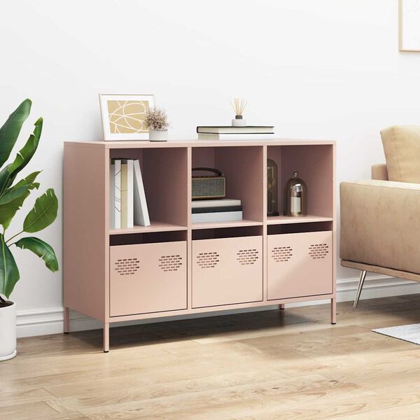 vidaXL Sideboard Pink Cold-rolled Steel Standard Sideboard Rectangular