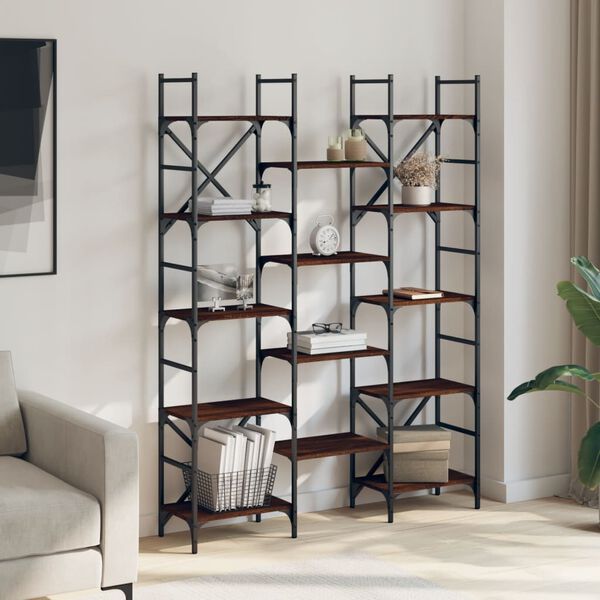 vidaXL Bookshelf Brown Oak Engineered wood and powder-coated steel Large