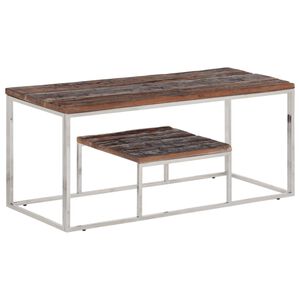 vidaXL Coffee Table Silver and Natural Wood