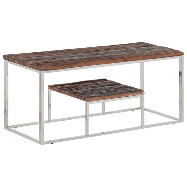 vidaXL Coffee Table Silver and Natural Wood