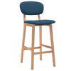 vidaXL Bar Chair Set of 2 Blue Fabric (100% polyester), solid beech wood