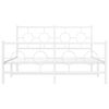 vidaXL Bed Frame White Powder-Coated Steel 55 x 79 in Bed Frame