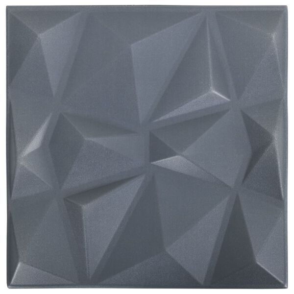 vidaXL 3D Wall Panels 48 pcs 19.7"x19.7" Diamond Gray 129.2 ft&sup2;