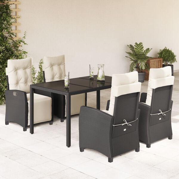 vidaXL Garden Dining Set Black, Cream White