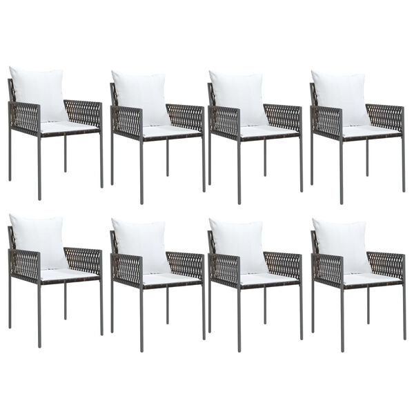vidaXL Garden Dining Set Brown PE rattan 9 Piece Set Durable