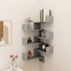 vidaXL Wall Corner Shelf Set of 2 Grey sonoma Engineered wood Medium