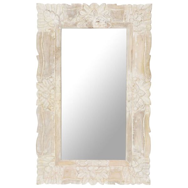 vidaXL Mirror White Solid mango wood Medium Decorative Inlays Mirror