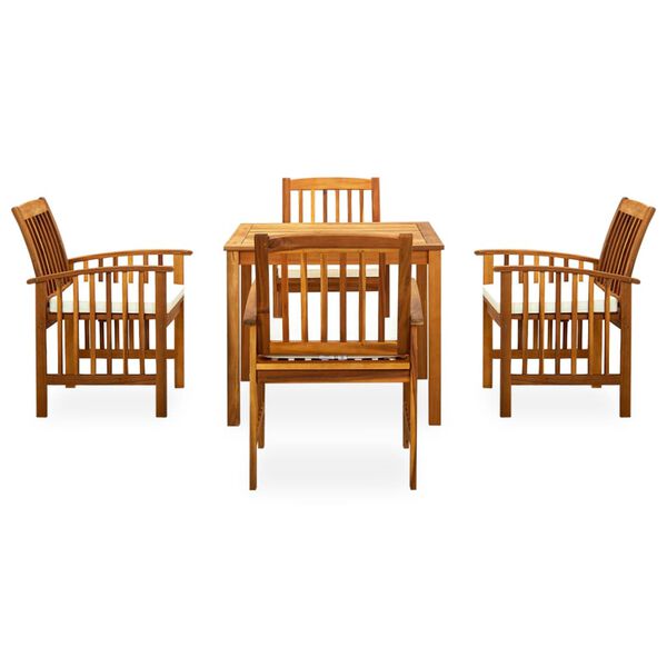 vidaXL Garden Dining Set Cream white Solid Acacia wood Standard Durable