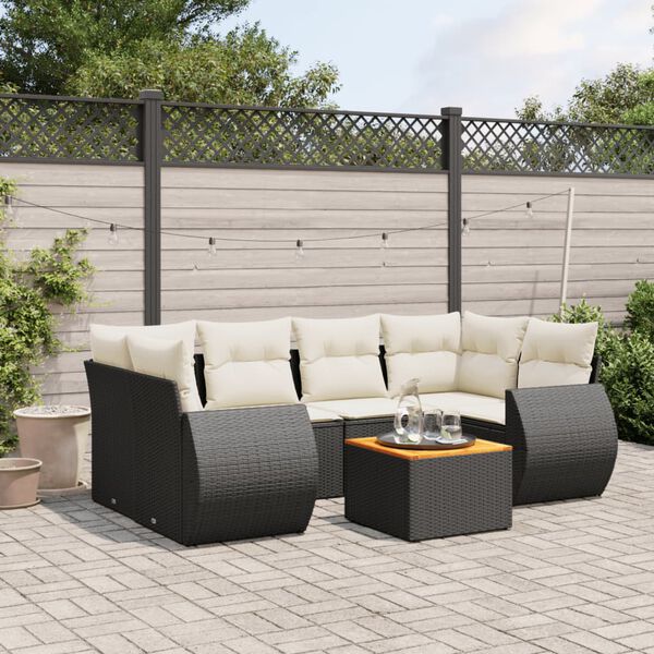 vidaXL Garden Sofa Set Black, Cream White