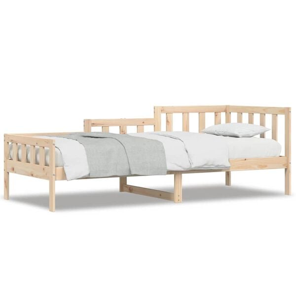 vidaXL Day Bed Natural wood Solid pine wood Twin Day Bed Rectangular