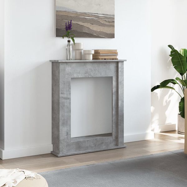 vidaXL Fireplace Surround Concrete Grey 29.5x7.9x34.4" Engineered Wood