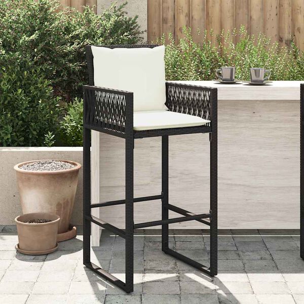 vidaXL Garden Bar Stool Black, Cream White
