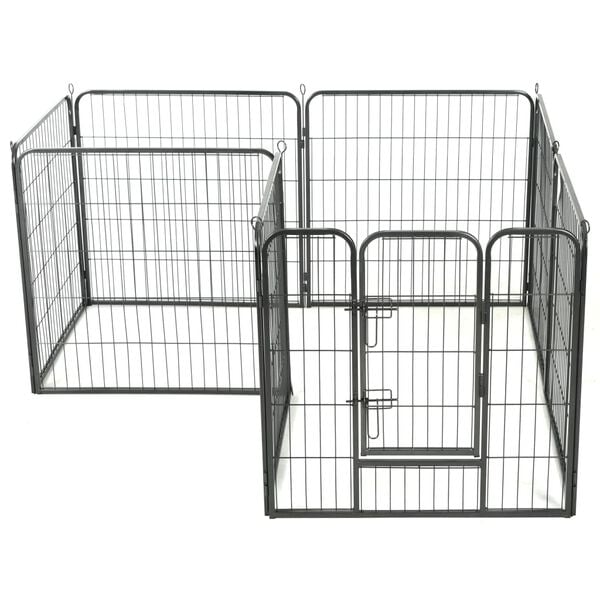 vidaXL Dog Playpen Black Powder-coated steel 31.5x31.5 in per panel